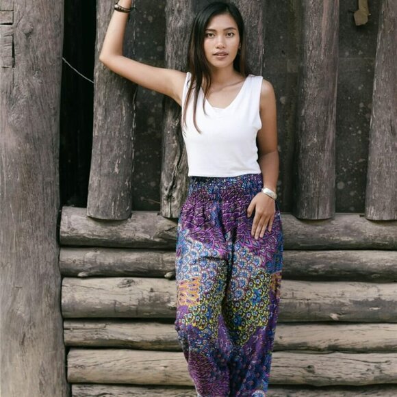 Harem Hippie Pants Women Boho Rayon Yoga Lounge Festival Plus Size - Picture 4 of 4